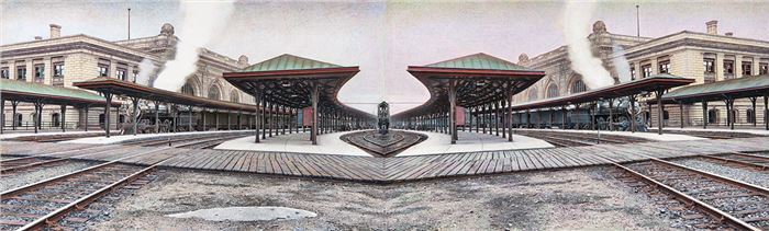 Eric Green, Mirrored Landscape for O. Winston Link, pencil on paper